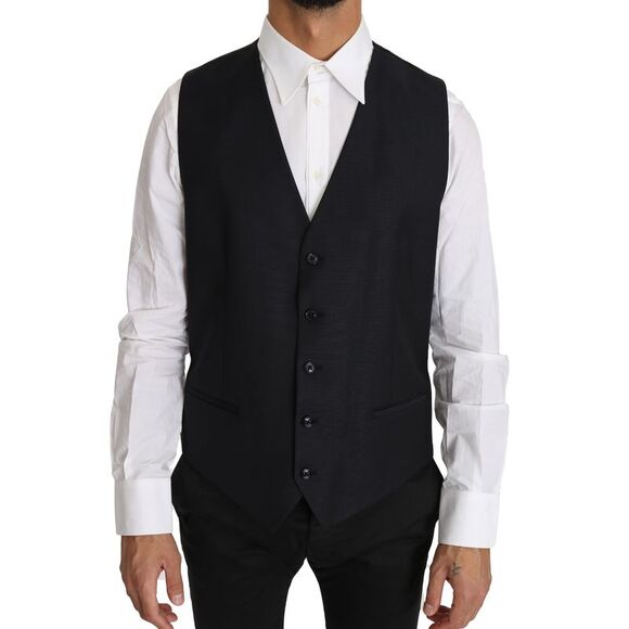 Dolce & Gabbana Gray Wool Silk Waistcoat Men's Vest